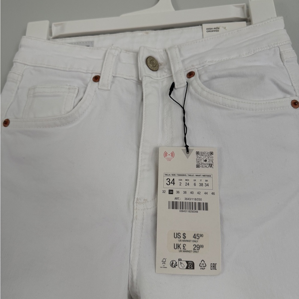 Zara Women's Cropped White Jeans - Picture 2 of 8